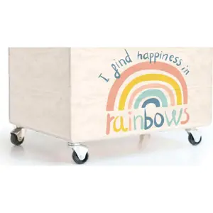 Produkt Dětský borovicový úložný box na kolečkách Folkifreckles Rainbow
