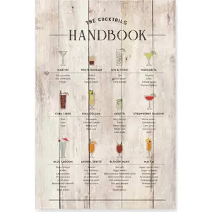 Dřevěná cedule 40x60 cm Cocktails Handbook – Really Nice Things