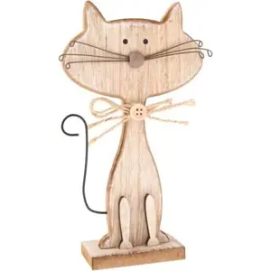 Produkt Dřevěná dekorace ve tvaru kočky Dakls Cats, výška 18 cm