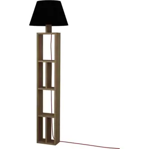 Produkt Dřevěná stojací lampa s černým textilním stínidlem Homitis Giorno
