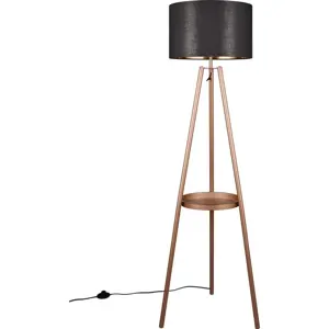 Hnědá stojací lampa s poličkou (výška 152 cm) Colette – Trio