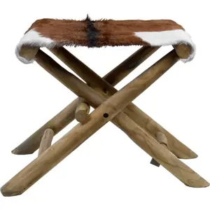 Produkt Hnědá stolička z teakového dřeva Goatskin – Ego Dekor