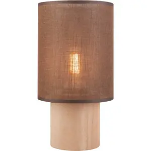 Hnědá stolní lampa s textilním stínidlem, výška 30 cm Ari – LAMKUR