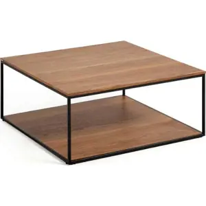 Produkt Hnědý konferenční stolek s deskou v dekoru ořechového dřeva 80x80 cm Yona - Kave Home