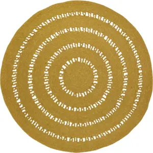 Produkt Hořčicově žlutý ručně vyrobený koberec ze směsi vlny a bavlny Nattiot Bibek, ø 110 cm