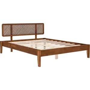 Jednolůžková postel ze smrkového dřeva s roštem v tmavě hnědo-přírodní barvě 90x200 cm Izabelya – Kalune Design