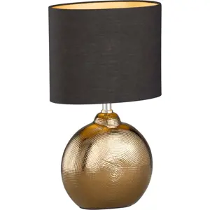 Keramická stolní lampa s textilním stínidlem v černo-bronzové barvě (výška 39 cm) Foro – Fischer & Honsel