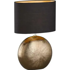 Keramická stolní lampa s textilním stínidlem v černo-bronzové barvě (výška 53 cm) Foro – Fischer & Honsel