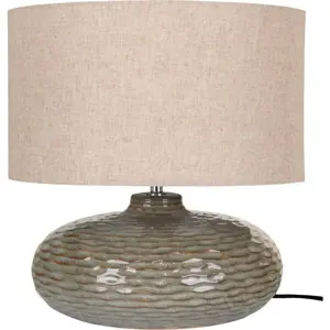 Khaki keramická stolní lampa s textilním stínidlem (výška 44 cm) Oldham – House Nordic