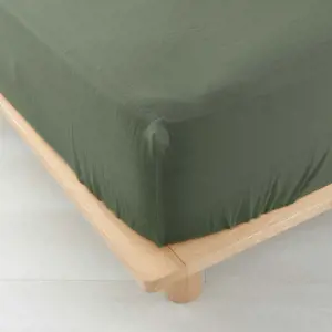 Khaki napínací mušelínové prostěradlo 140x190 cm Angelia – douceur d'intérieur