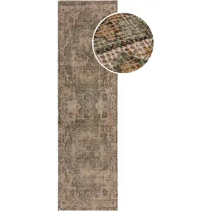 Khaki ručně tkaný běhoun s příměsí juty 60x230 cm Selena Jute Traditional – Flair Rugs