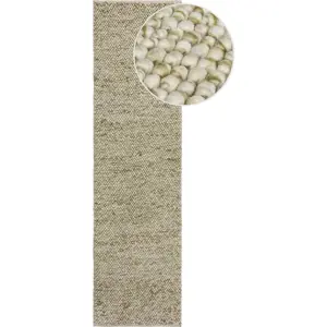 Khaki ručně tkaný běhoun s příměsí vlny 60x230 cm Minerals – Flair Rugs