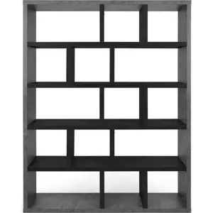Produkt Knihovna v dekoru betonu v tmavě šedo-černé barvě 150x198 cm Berlin – TemaHome