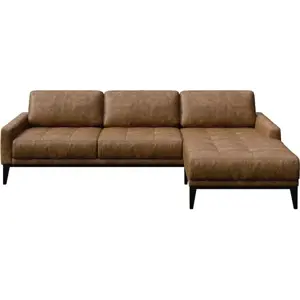 Koňakově hnědá kožená rohová pohovka MESONICA Musso Tufted, pravý roh