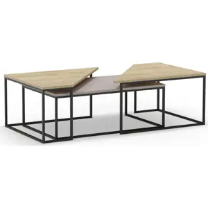 Konferenční stolky s deskou v dubovém dekoru v sadě 3 ks 70x110 cm Titan – Marckeric