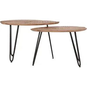 Produkt Konferenční stolky z mangového dřeva v přírodní barvě v sadě 2 ks 43x68 cm Frisk – LABEL51