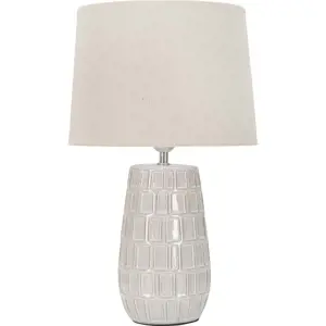 Krémová keramická stolní lampa s textilním stínidlem (výška 44,5 cm) Hole – Mauro Ferretti