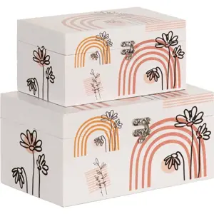 Krémové dekorativní úložné boxy v sadě 2 ks 30x18x15 cm Flowers – Ixia