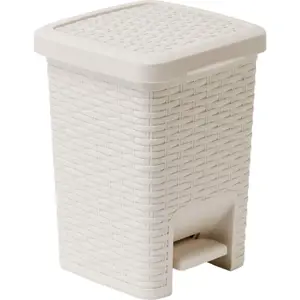 Krémový koupelnový pedálový koš Addis Rattan Pedal Bin Calico, 6 l