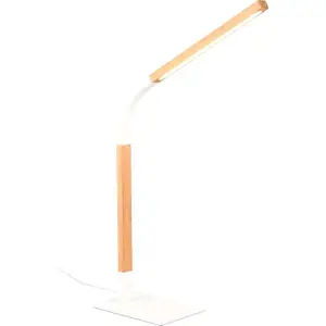 Produkt LED stmívatelná stolní lampa v bílé a přírodní barvě s dřevěným stínidlem (výška 73,5 cm) Norris – Trio
