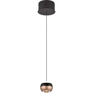 Produkt LED závěsné svítidlo s kovovým stínidlem ø 15,5 cm v černo-měděné barvě Orbit – Trio Select