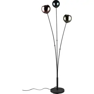 Leskle černá stojací lampa (výška 150 cm) Sheldon – Trio