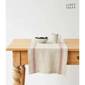 Lněný běhoun na stůl 40x200 cm Beige Stripe Vintage – Linen Tales