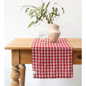 Lněný běhoun na stůl 40x200 cm Red Gingham – Linen Tales