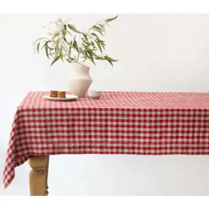 Lněný ubrus 140x140 cm Red Gingham – Linen Tales