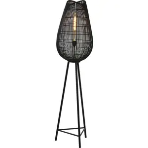 Produkt Matně černá stojací lampa s kovovým stínidlem (výška 145 cm) Yumi – Light & Living