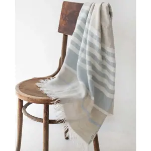 Modrá lněná plážová osuška 85x140 cm Allure Stripe – Linen Tales