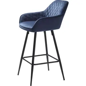 Modrá sametová barová židle (výška sedáku 67 cm) Milton – Unique Furniture