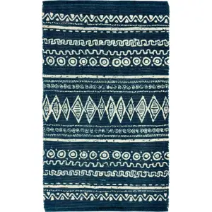 Produkt Modro-bílý bavlněný koberec Webtappeti Ethnic, 55 x 110 cm