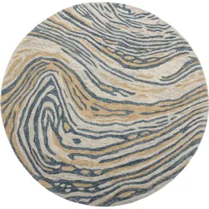 Produkt Modro-hnědý vlněný kulatý koberec ø 120 cm Tiger – Bloomingville