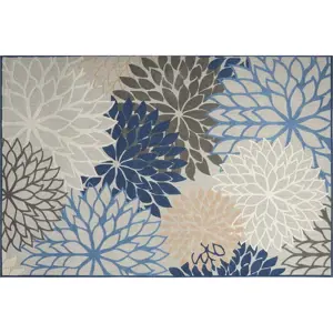 Produkt Modro-krémový pratelný koberec s příměsí bavlny 100x150 cm Geo Flowers – Conceptum Hypnose