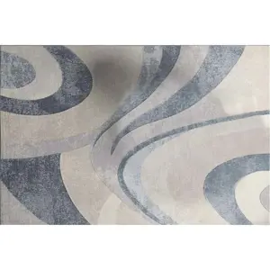 Produkt Modro-krémový pratelný koberec s příměsí bavlny 100x150 cm Stripy – Conceptum Hypnose