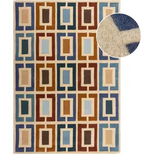 Modro-oranžový ručně tkaný vlněný koberec 120x170 cm Retro Blocks – Flair Rugs