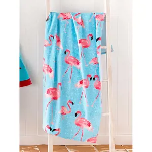 Produkt Modro-růžová plážová osuška 160x76 cm Flamingo - Catherine Lansfield