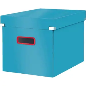 Modrý kartonový úložný box s víkem 32x36x31 cm Click&Store – Leitz