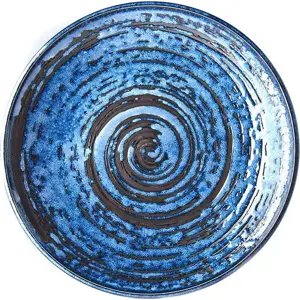 Modrý keramický talíř MIJ Copper Swirl, ø 25 cm