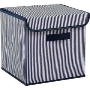 Modrý látkový úložný box s víkem 30x30x30 cm – Mioli Decor