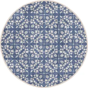 Modrý pratelný kulatý koberec vhodný pro robotické vysavače ø 100 cm Comfort – Mila Home