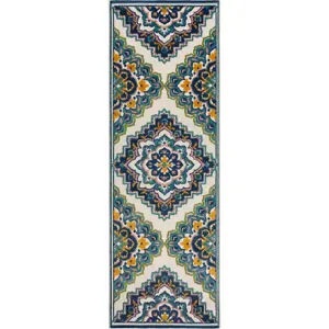 Modrý venkovní koberec 80x230 cm Beach Floral – Flair Rugs