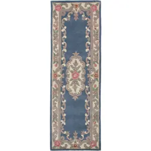 Modrý vlněný koberec Flair Rugs Aubusson, 67 x 210 cm