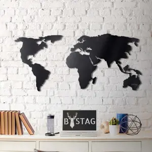 Produkt Nástěnná kovová dekorace Black Map, 60 x 120 cm