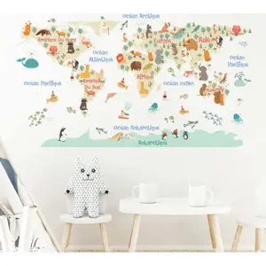 Produkt Nástěnná samolepka Ambiance Pastel World Map