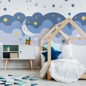 Produkt Nástěnná samolepka Ambiance Scandinavian Clouds With Stars And Moon