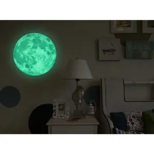 Nástěnná svítící dětská samolepka Ambiance Real Moon, ⌀ 30 cm