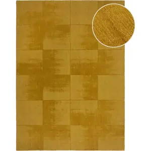 Okrově žlutý ručně tkaný vlněný koberec 120x170 cm Demi Check Ombre – Flair Rugs