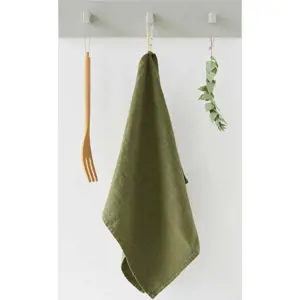 Produkt Olivově zelená lněná utěrka Linen Tales, 65 x 45 cm